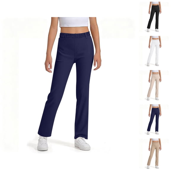 School Uniform Pants for Boys Girls 2025 Fashion Straight Leg High Stretchy Dress Pants with Pockets