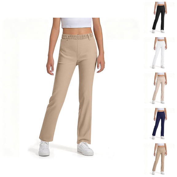 School Uniform Pants for Boys Girls 2025 Fashion Straight Leg High Stretchy Dress Pants with Pockets