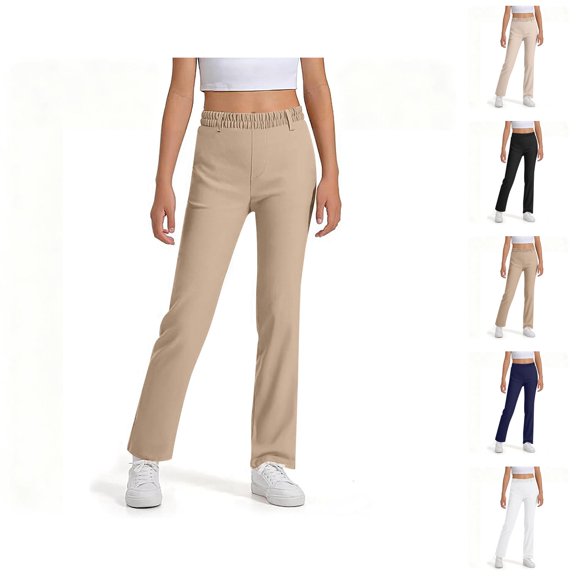 School Uniform Pants for Boys Girls 2026 Fashion Straight Leg High Stretchy Dress Pants with Pockets