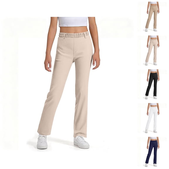 School Uniform Pants for Boys Girls 2026 Trendy Straight Leg High Stretchy Dress Pants with Pockets