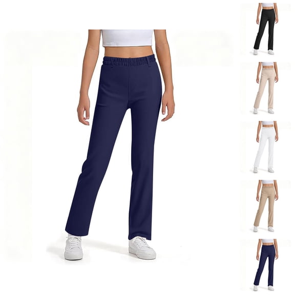 School Uniform Pants for Girls Boys 2025 Fashion Straight Leg High Stretchy Dress Pants with Pockets