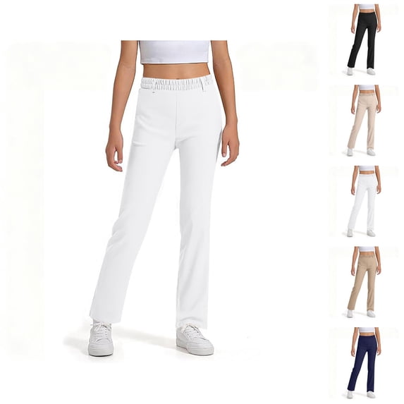 School Uniform Pants for Girls Boys 2025 Fashion Straight Leg High Stretchy Dress Pants with Pockets