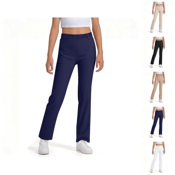 School Uniform Pants for Girls Boys 2026 Casual Straight Leg High Stretchy Dress Pants with Pockets