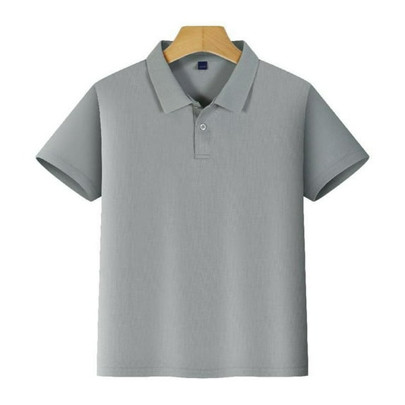 School Uniform Polo Shirts Hawaiian Shirt Grey Kids Clothes Boys Button Up Shirts Short Sleeve 7-8 Years