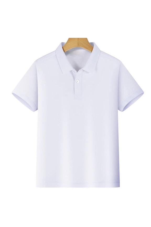 School Uniform Polo Shirts Moisture Wicking Performance Sport Polo White Kids Clothes Boys Summer Shirts with Pocket 10-12 Years