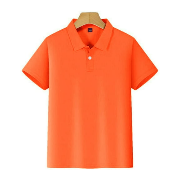 School Uniform Polo Shirts Short Sleeve Button Down Casual Shirt Orange True Classic Kids Summer Clothes 5-6 Years