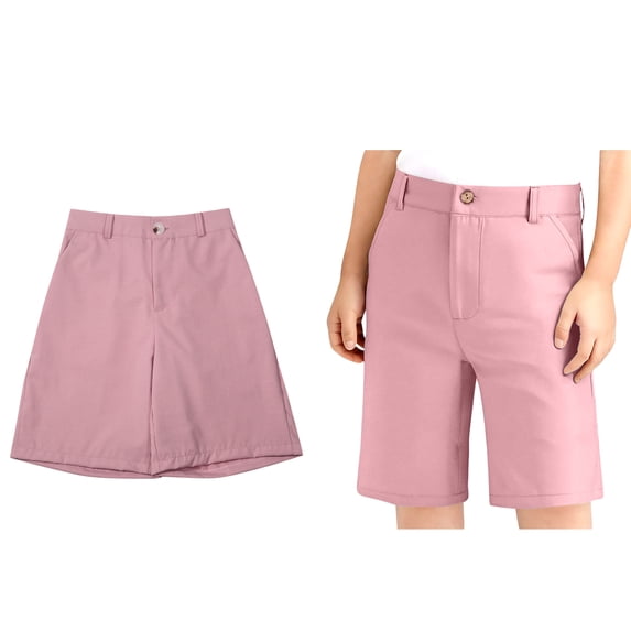 School Uniform Shorts for Boys Plain Front Stretch Dress Short Pink Uniform Pants for Boys Back To School Clothes 9-10 Years