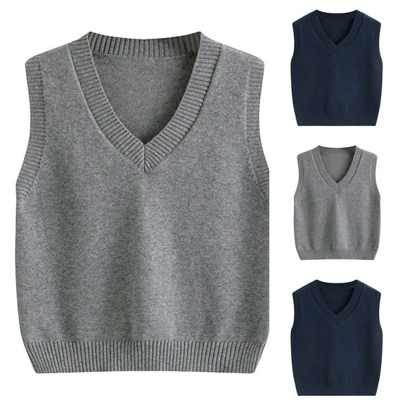 School Uniform Sweater Boys Girls Sweater Vest Cable Knit Toddler Kid Uniform Vest Boy Clothes Pullover Knitted Top 4-12Years
