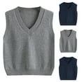 thumbnail image 1 of School Uniform Sweater Kids School Uniform Vests Boys Girls Sleeveless Sweater Vest V Neck Cable Knitted Stripe Tank Tops 2025 Trendy Tween Clothes, 1 of 9