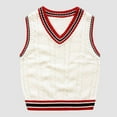 thumbnail image 1 of School Uniform Sweater Toddler Boys V-Neck Cable Knit Sweater Vest for Girls Sleeveless Pullover Solid School Uniform Athletic Shirts Jackets, 1 of 3