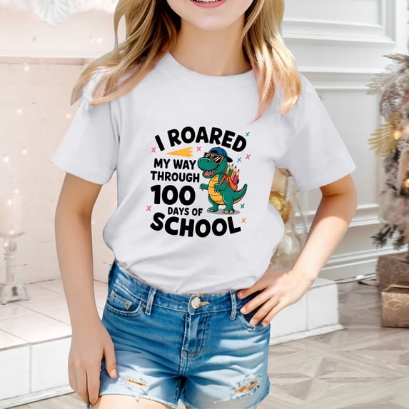 School Uniform Tshirts Unisex Back to School Letter Tee Short Sleeve Crewneck Top Girls Graphic Tees White 12-13 Years