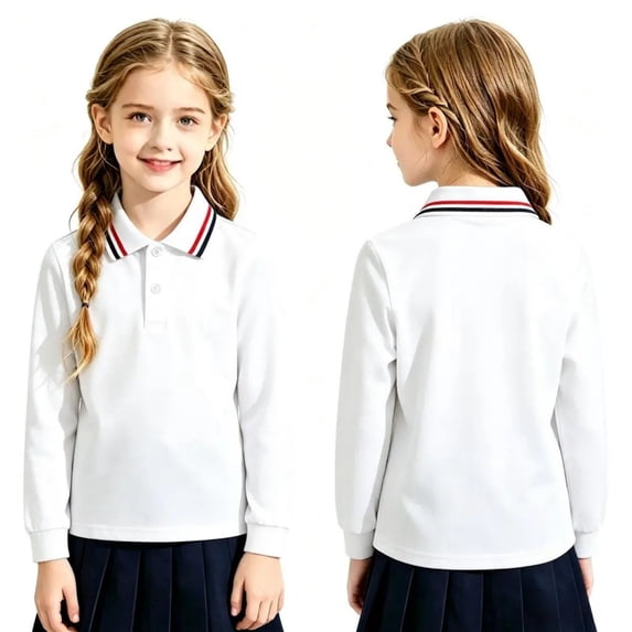 School Uniform for Boys Girls Long Sleeve Soft Polo Shirt