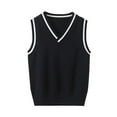 thumbnail image 1 of School Uniform for Boys Girls Soft Cotton Knit Sweater Vest V Neck Sleeveless Sweaters Tops 3-15 Years (11-12 Years, Navy), 1 of 4