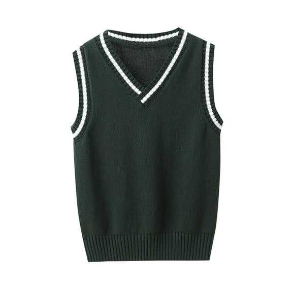 School Uniform for Boys Girls Soft Cotton Knit Sweater Vest V Neck Sleeveless Sweaters Tops 3-15 Years (9-10 Years, Green)