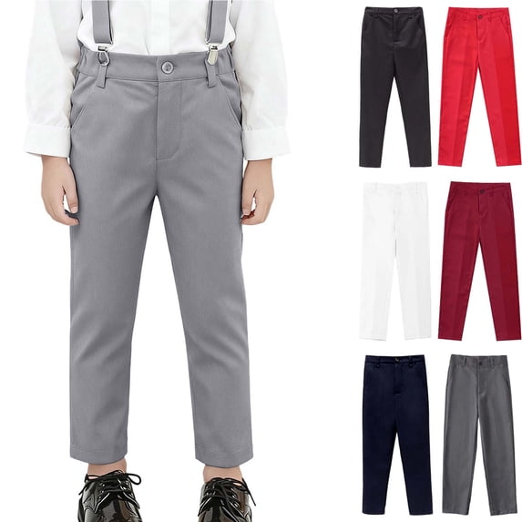 School Uniform for Boys Pull-On Pants with Pockets Slim Fit Boys Dress Clothes 6-7 Years