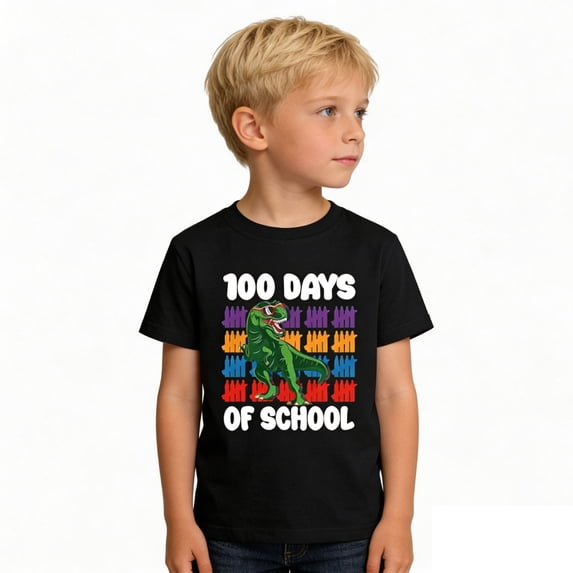 School Uniform for Boys Short Sleeve Graphic Tees Back to School Fashion Print Crewneck Casual Kids T Shirts Size 2-3Y