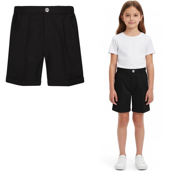 School Uniform for Boys Stretch Flat Front Shorts Kids Boy Black Shorts Back To School Boys Uniform Pants Size 6-7 Years