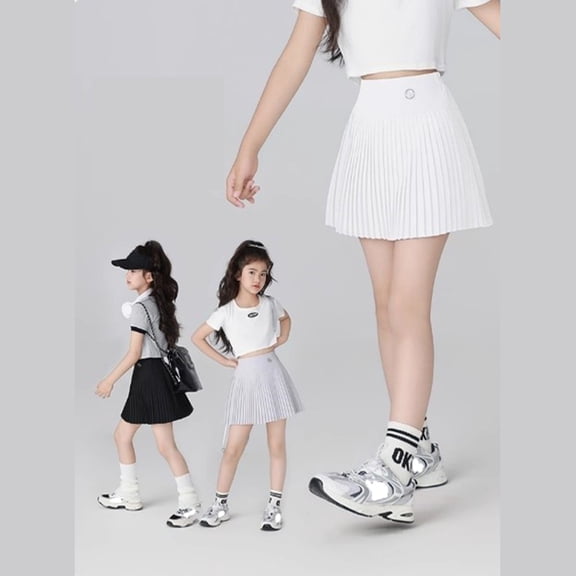 School Uniform for Girls Casual Mini White Pleated Skirt Pleated Stretch Waist Girls Athletic Skort 6-7 Years