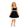 thumbnail image 1 of School Uniform for Girls Cinched Waist Bowknot Ruched Sleeveless Crew Neck Patchwork Print Dress Back-To-School Girls Dresses 5-6 Years, 1 of 4