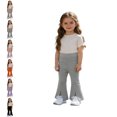 thumbnail image 1 of School Uniform for Girls Dress Pants Elastic High Waist Flare Leg Pants with Slit Back To School Size 2-3 Years Clothes, 1 of 5