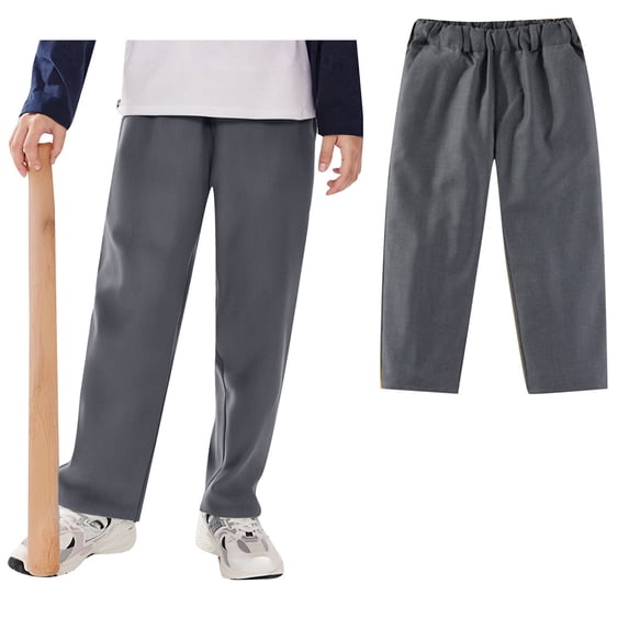 School Uniform for Girls Dress Pants Elastic Waist Stretch Pants with Pockets Boys Grey Uniform Pants Back To School School Uniforms 3-4 Years