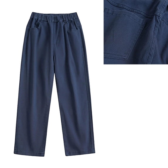School Uniform for Girls Dress Pants Elastic Waist Stretch Pants with Pockets Navy Pants for Boys Back To School Girls Trousers Size 7-8 Years