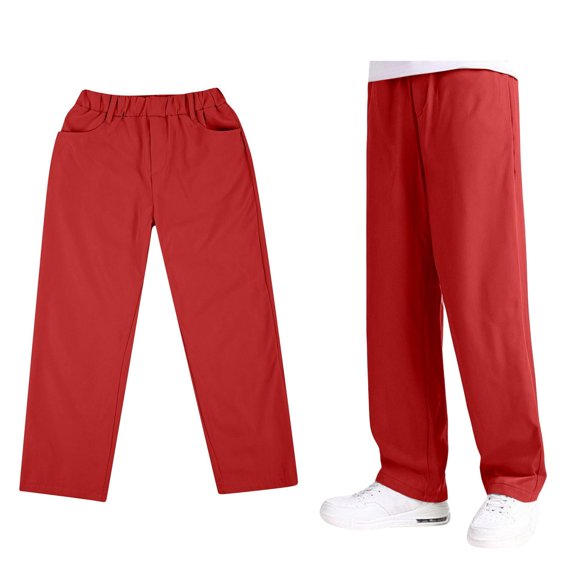 School Uniform for Girls Dress Pants High Stretchy Skinny Pants with Pockets Kids Red Pants Back To School Pants Size 9-10 Years