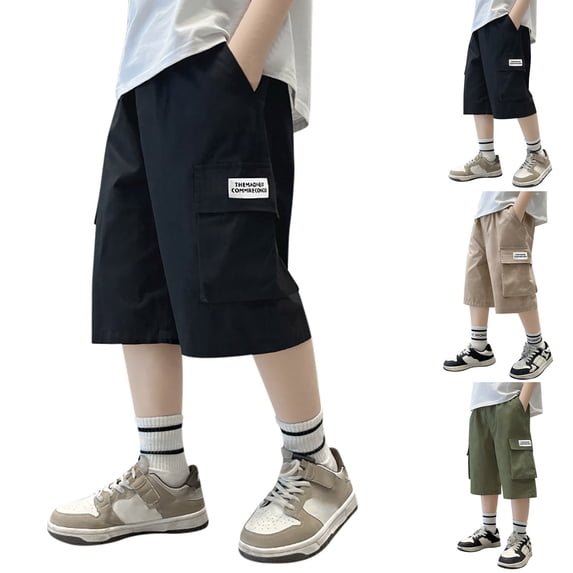 School Uniform for Girls Flat Front Shorts with Elastic Waist Hiking Cargo Shorts Boys Clothes Size 9-10 Years