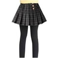 thumbnail image 1 of School for Girls High Waist Pleated Plaid Skirts with Leggings Stretch Skirted Skorts (4 Years, Black), 1 of 6