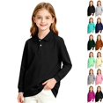 thumbnail image 1 of School Uniform for Girls Long Sleeve Polo Shirt with Collar Button Up Kids Back to School for Girls Fall Polo Shirts Black,2-3 Years, 1 of 8