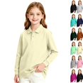 thumbnail image 1 of School Uniform for Girls Long Sleeve Polo Shirt with Collar Button Up Kids Back to School for Girls Fall Polo Shirts Purple,9-10 Years, 1 of 8