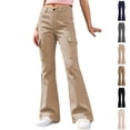 thumbnail image 1 of School Uniform for Girls Pants Stretch Pants with Pockets Flare Leg Pants Preppy Clothes for Girls Size 5-14 Years, 1 of 4