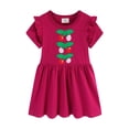 thumbnail image 1 of School Uniform for Girls Ruffle Ruched Short Sleeve Crew Neck Cartoon Print Breathable Dress Back-To-School Dresses for Girls 2 Years, 1 of 7