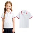 thumbnail image 1 of School Uniform Polo Shirts For Girls Short Sleeve Collared Uniform Golf Shirts Kids Classic Contrast Collar Tee Tops, 1 of 4