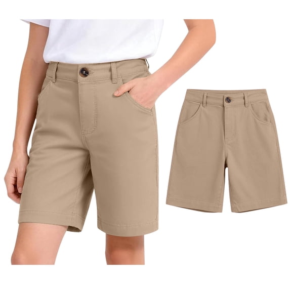 School Uniforms for Boys Girls Classic Pull On Elastic Back Shorts with Pockets Boys Khaki Shorts Back To School Outfits Kids Boys Shorts Size 5-6 Years