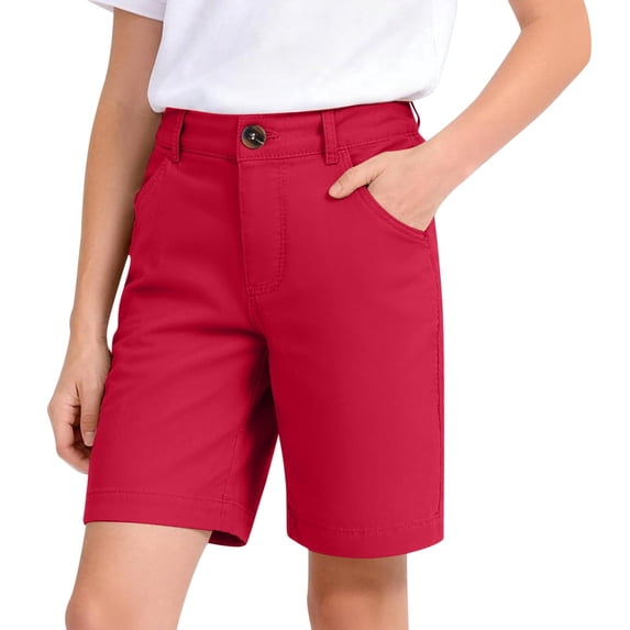 School Uniforms for Boys Girls Classic Pull On Elastic Back Shorts with Pockets Boys Red Shorts Back To School Clothes for Boys Kids Boys Clothes 11-12 Years