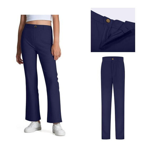 School Uniforms for Boys and Girls Straight Pants with Pockets Zipper Style Chino Pants Stretch Pants Navy School Pants for Boys and Girls Back To School Outfits Kids Pants Size 7-8 Years
