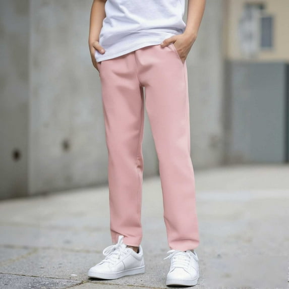 School Uniforms for Boys Pull on Chino Pants with Pockets Straight Pants Boy Pink Uniform Pants Boys Back to School Clothes Kids Boys Clothes 9-10 Years
