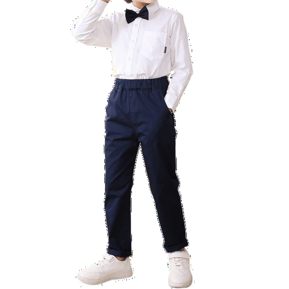 School Uniforms for Boys Pull On Chino Pants with Pockets Straight Pants Navy Blue School Pants for Boys Back To School Clothes Teen Boys Pants 13-14 Years