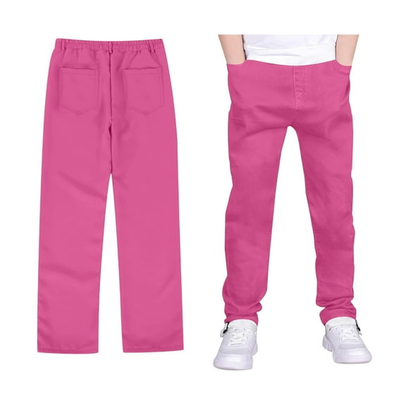 School Uniforms for Boys Pull On Chino Pants with Pockets Straight Pants Pink Uniform Pants Back To School Outfits for Boys Teen Boys Clothes 11-12 Years