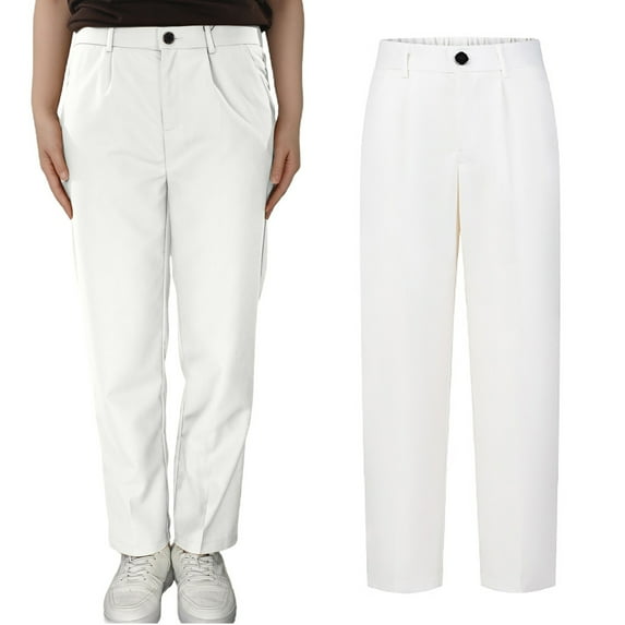 School Uniforms for Boys Straight Pants with Pockets Pull On Chino Pants Elastic Waist Pants Beige Uniform Pants Boys Boys Back To School Clothes Teen Boys Pants Size 13-14 Years