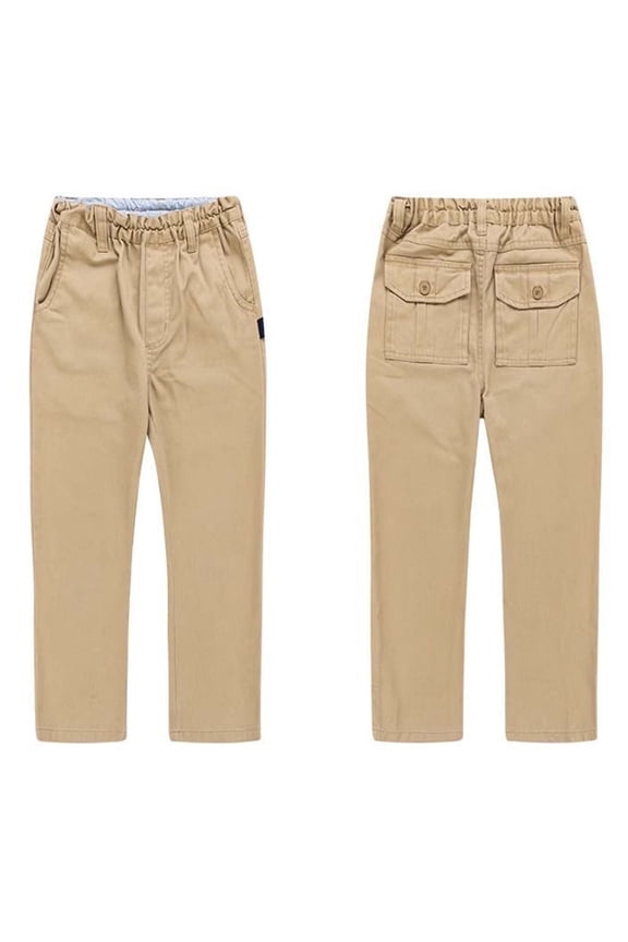 School Uniforms for Boys Straight Pants with Pockets Pull On Chino Pants Elastic Waist Pants Boys Khaki Uniform Pants Back To School Clothes for Boys Kids Boys Clothes