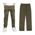 thumbnail image 1 of School Uniforms for Boys Straight Pants with Pockets Pull On Chino Pants Stretch Pants Army Green Uniform Pants Boys Back To School Clothes Teen Boys Pants Size 13-14 Years, 1 of 6