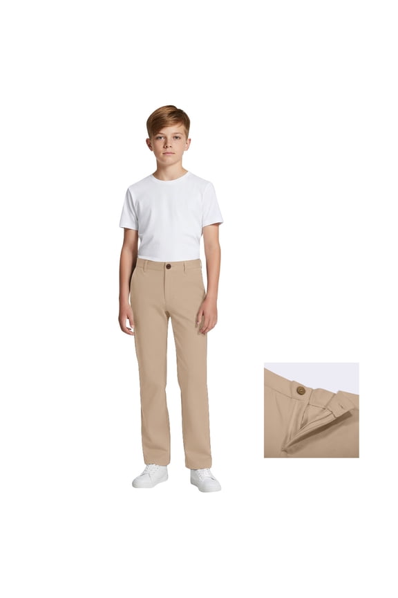 School Uniforms for Boys Straight Pants with Pockets Pull On Chino Pants Stretch Pants Boys Khaki Uniform Pants Boys Back To School Clothes Teen Boys Pants 13-14 Years