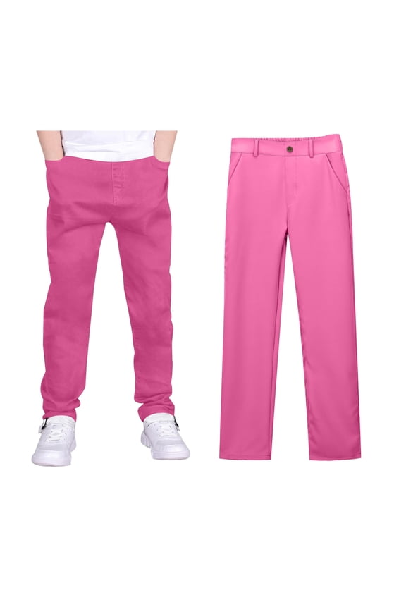 School Uniforms for Boys Straight Pants with Pockets Pull On Chino Pants Stretch Pants Pink Uniform Pants Boys Back To School Outfits Boys Clothes 11-12 Years