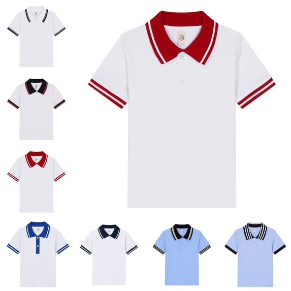 School Uniforms for Boys Short Sleeve Boys Polo Shirts Button Closure School Polo Shirts for Boys 13-14 Years