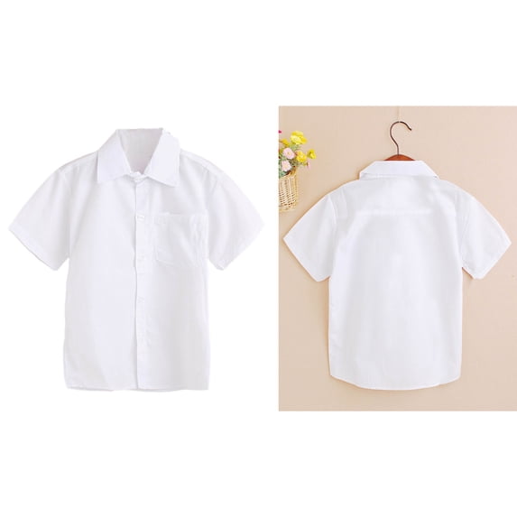 School Uniforms for Boys Short Sleeve Boys White Button Down Breathable Kids Shirts Boys 6-7 Years