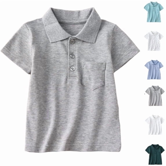 School Uniforms for Boys Short Sleeve Pique Polo Shirts,Gray 110
