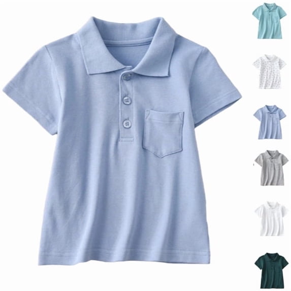 School Uniforms for Boys Short Sleeve Pique Polo Shirts,Sky Blue 130