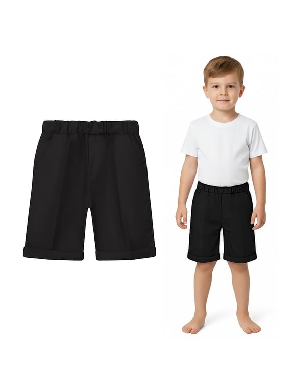 School Uniforms for Boys Stretch Pleated Front Preppy School Shorts Boys Black Shorts Back To School Boys' Shorts 7-8 Years